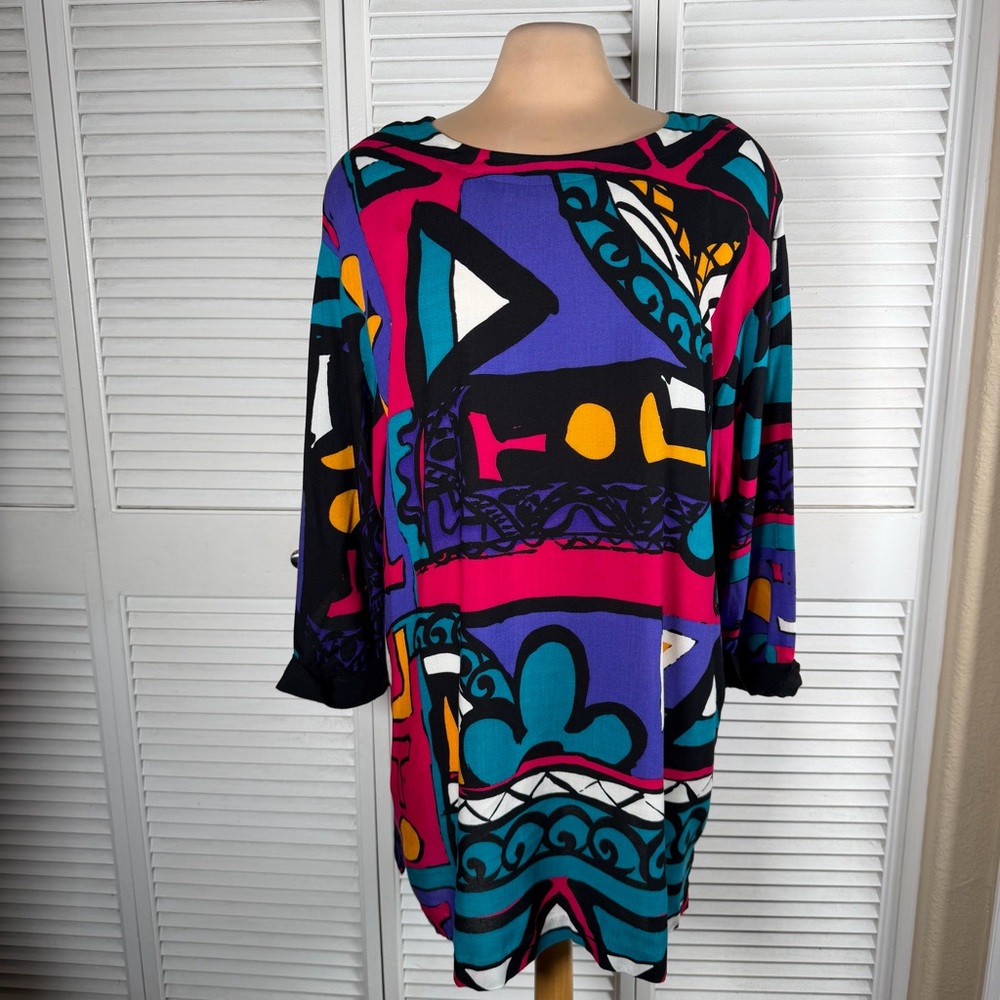 Vintage Sharon Anthony Tunic w/ Removable Shoulder Pads Made in USA 18W